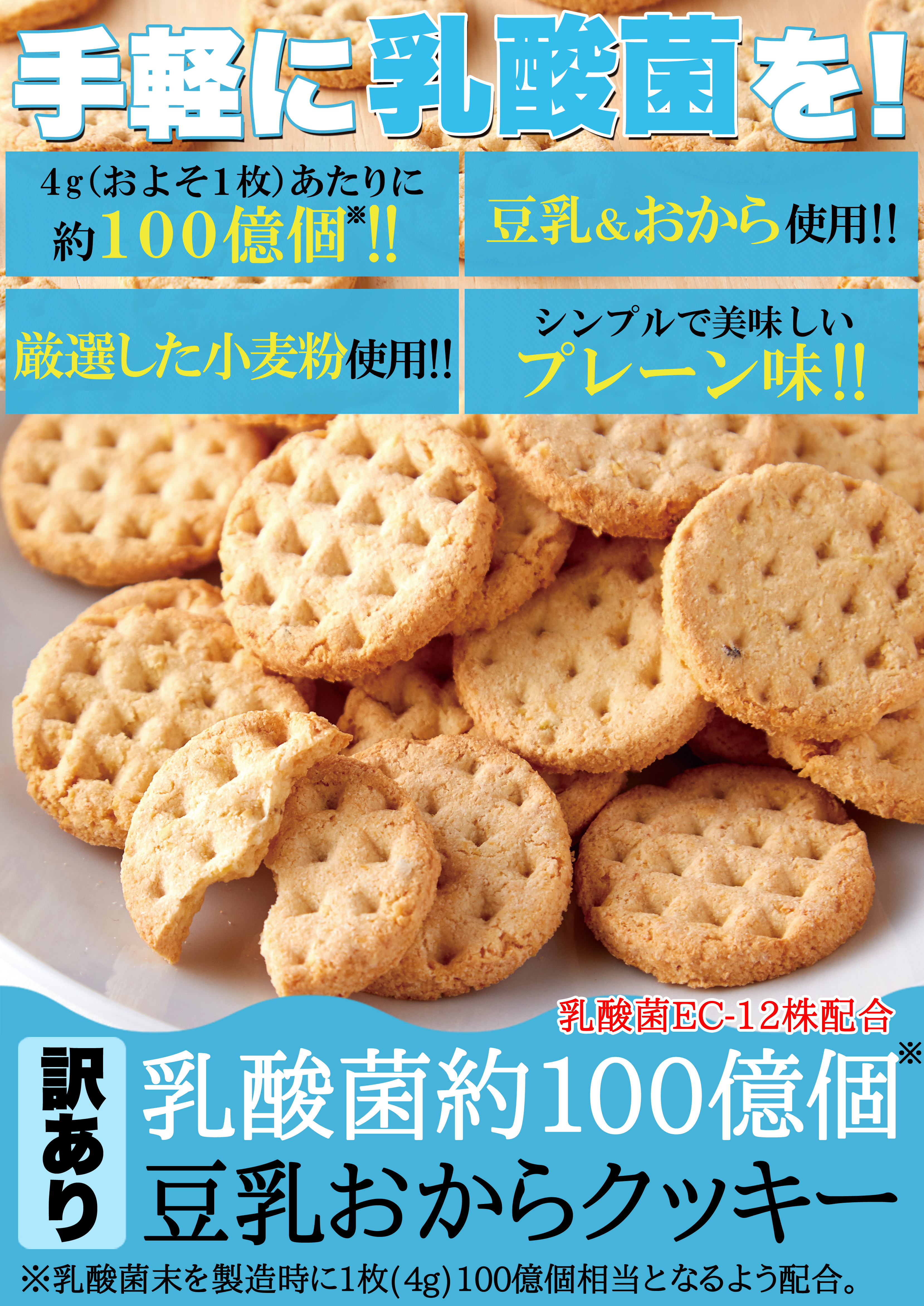 ※実店舗様限定※　乳酸菌入り【訳あり】豆乳おからクッキー200g
